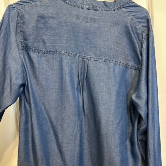 MICHAEL Michael Kors Blue Band Collar Cuffed Sleeve Blouse - Picture 3 of 6